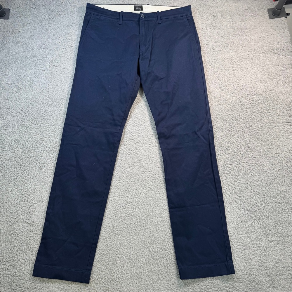 J.Crew Stretch Chino Pants Mens 33x32 Navy Blue Slim Fit Cotton Blend Casual